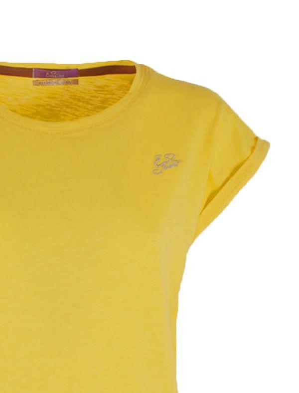 T-shirt da donna in cotone Yes Zee giallo ocra