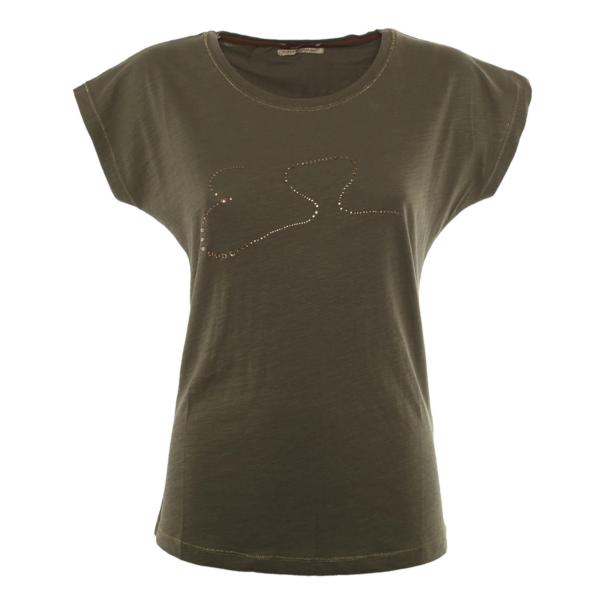 T-shirt da donna in cotone Yes Zee verde militare