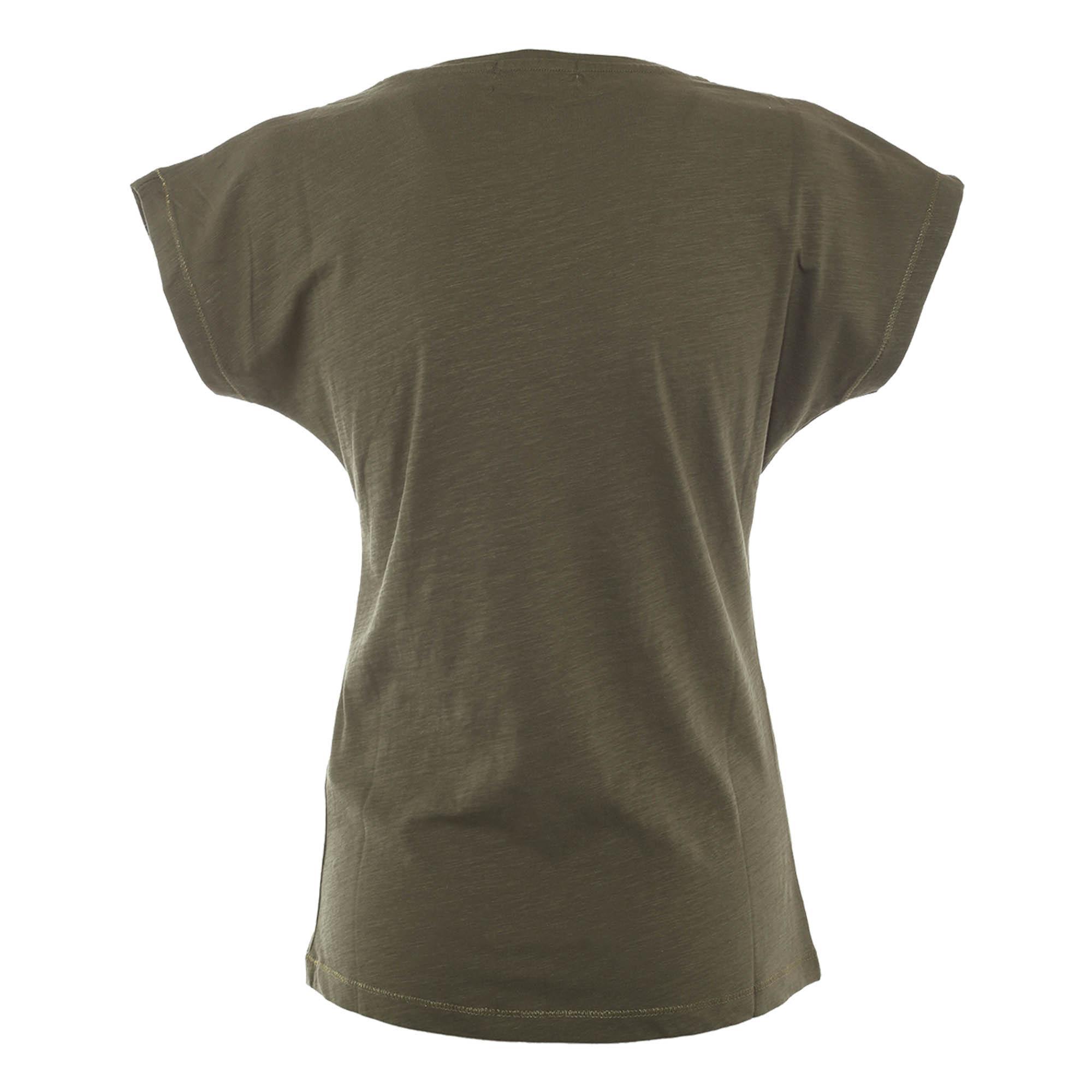 T-shirt da donna in cotone Yes Zee verde militare