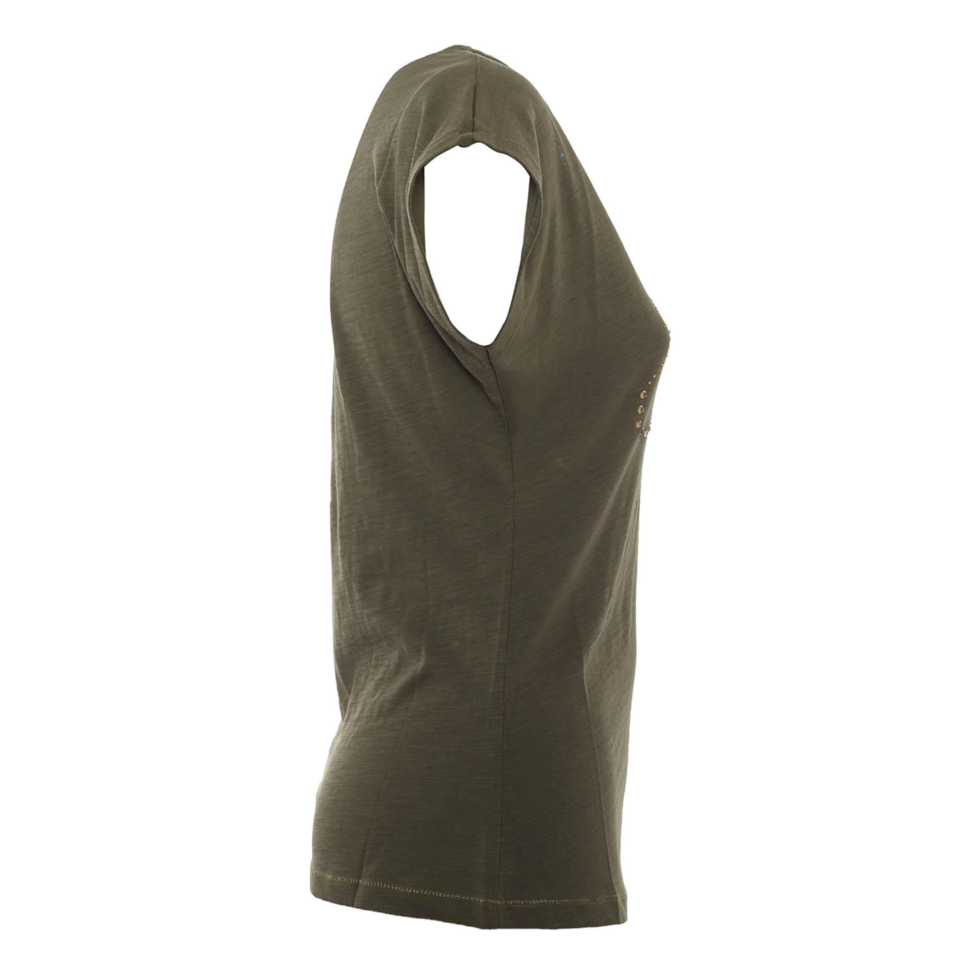 T-shirt da donna in cotone Yes Zee verde militare