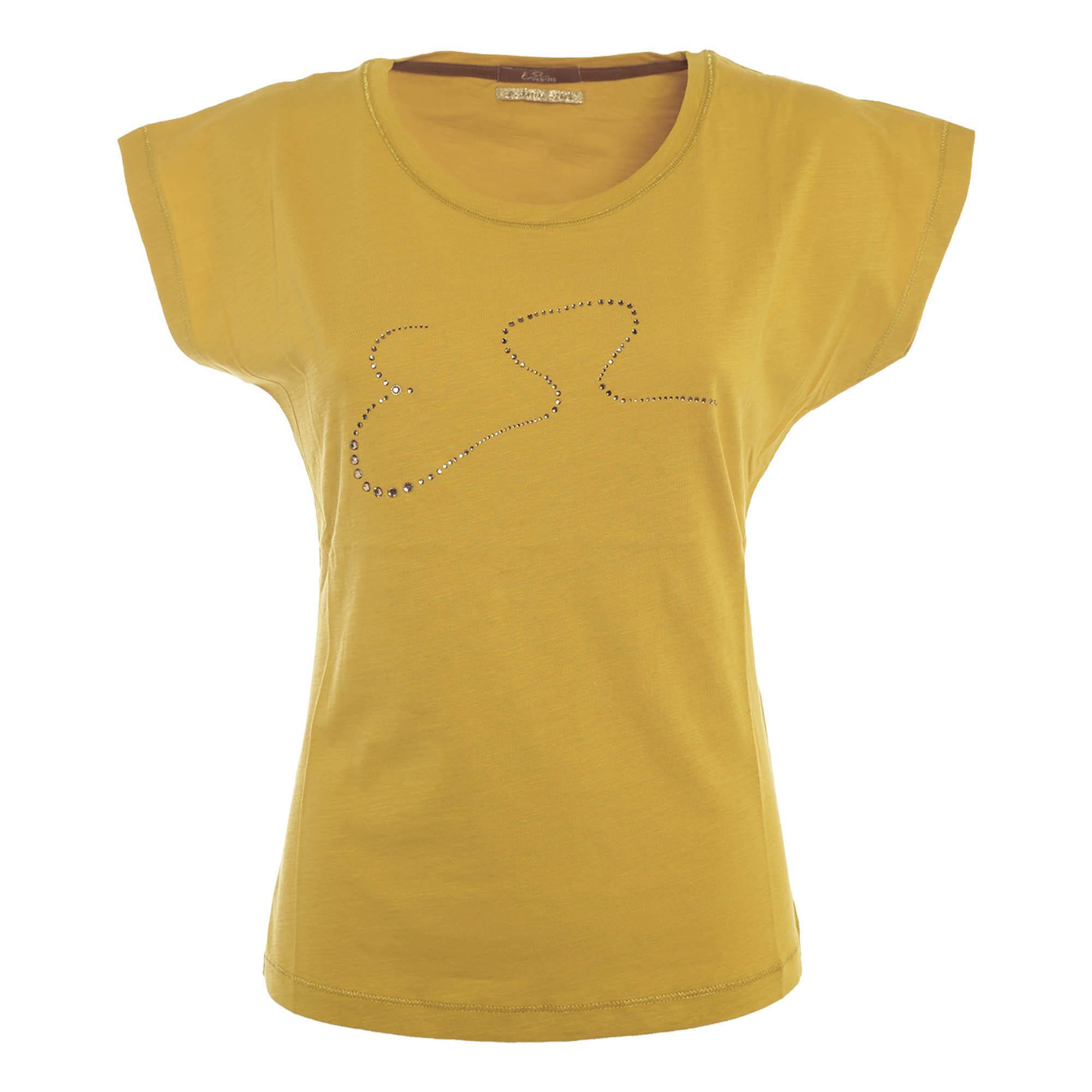 T-shirt da donna in cotone Yes Zee giallo ocra