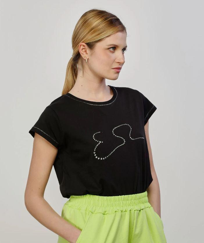 T-shirt da donna in cotone Yes Zee nero