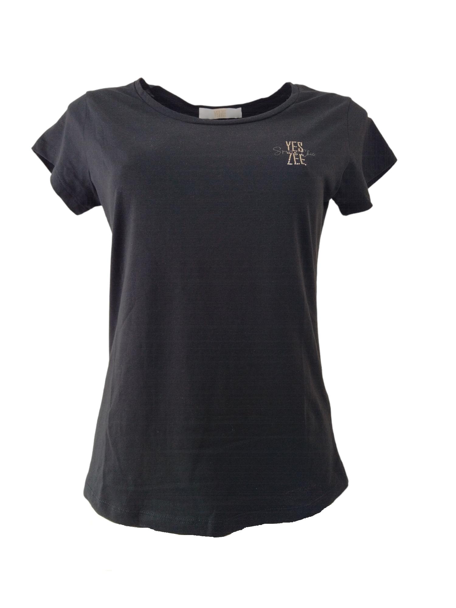 T-shirt da donna in cotone Yes Zee nero