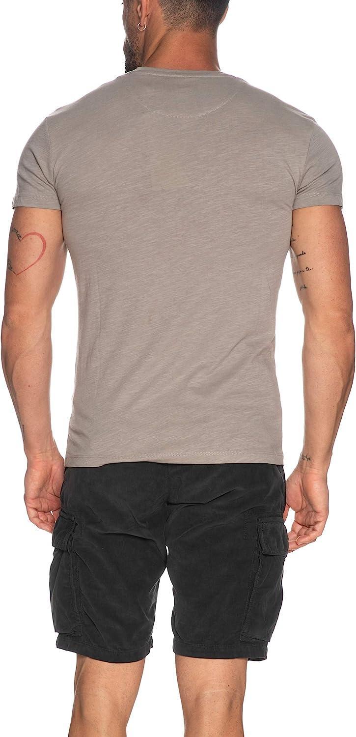 T-shirt da uomo Yes Zee in cotone grigio T700 TL18