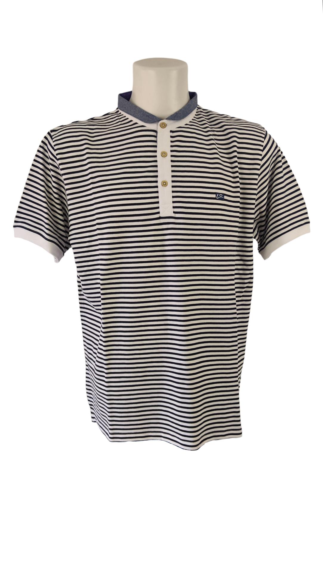 Polo Yes Zee cotone bianco a strisce uomo T719 SV00