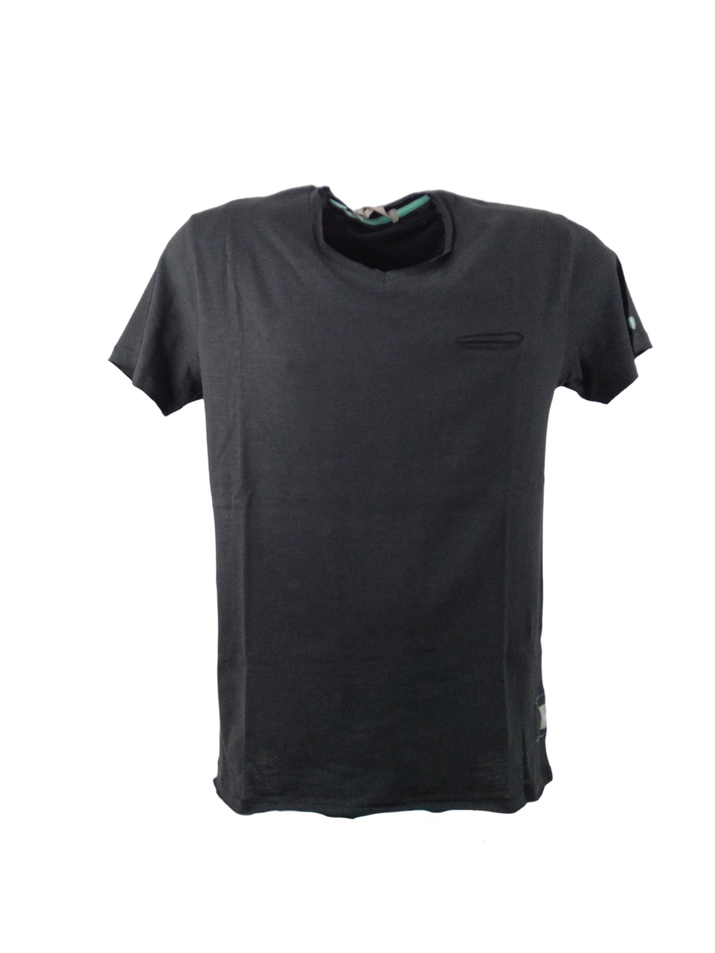 T-shirt Yes Zee nero uomo cotone con taschino