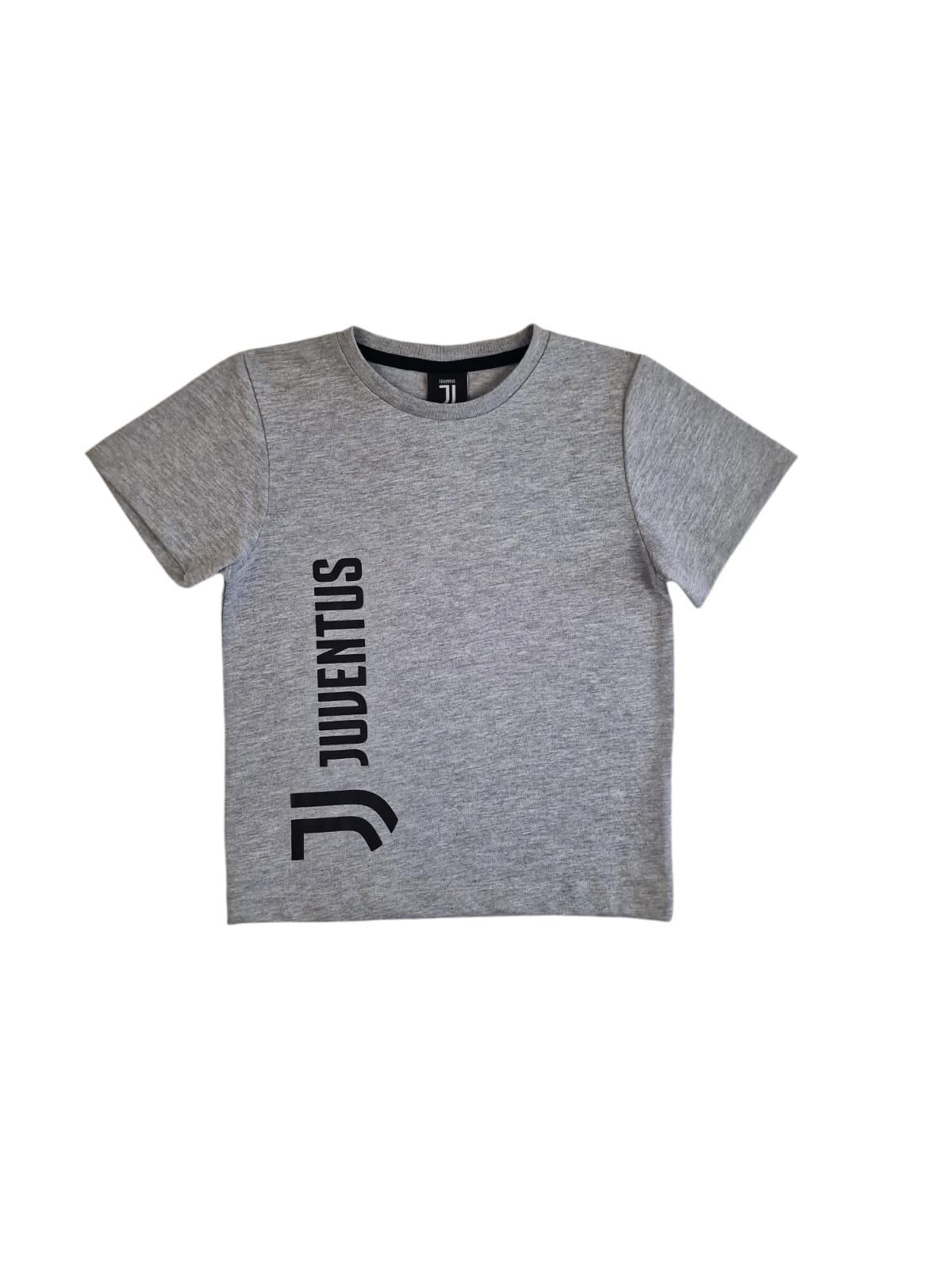 T-shirt bambino in cotone compatibile con Juventus grigio