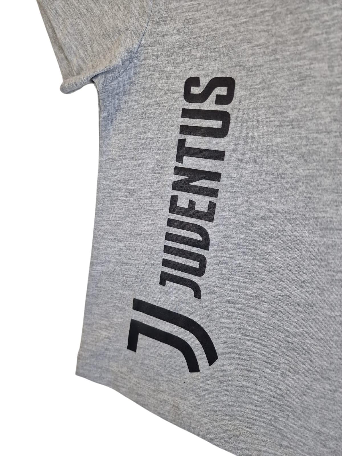 T-shirt bambino in cotone compatibile con Juventus grigio