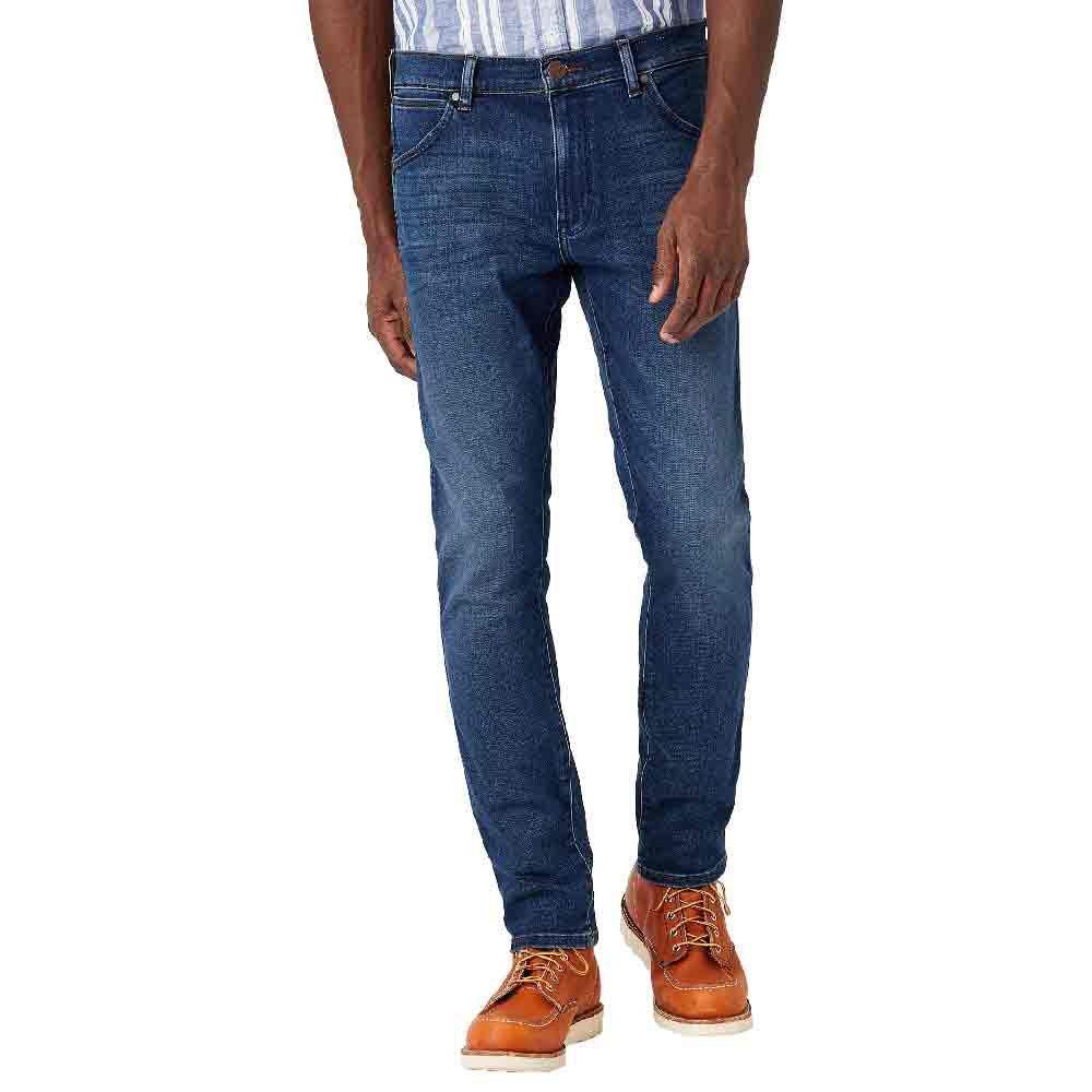 wrangler jeans larston 812 eartwash sabbiato da fondo scuro dnm blu