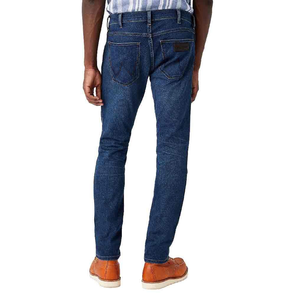 wrangler jeans larston 812 eartwash sabbiato da fondo scuro dnm blu