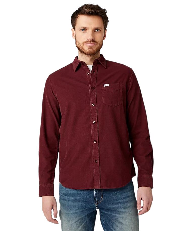 Camicia Wrangler in velluto bordeaux da uomo