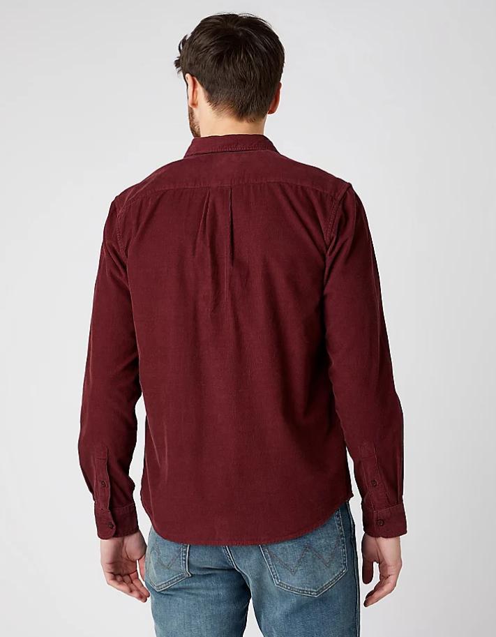 Camicia Wrangler in velluto bordeaux da uomo