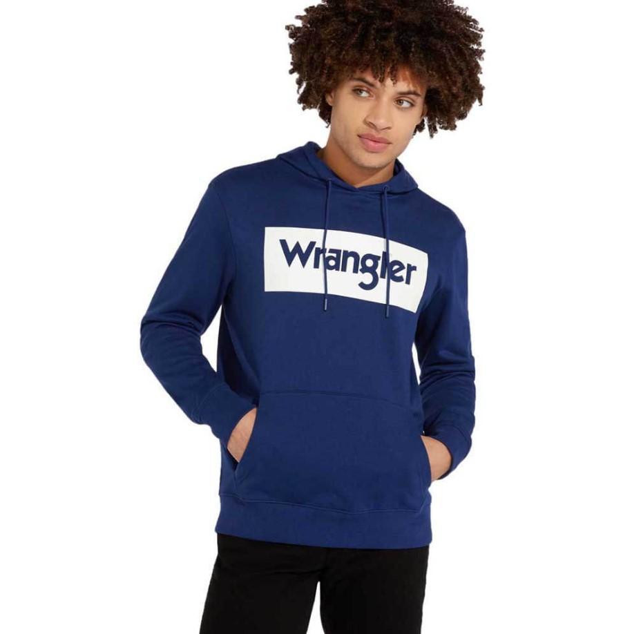 Felpa uomo Wrangler con cappuccio blu 