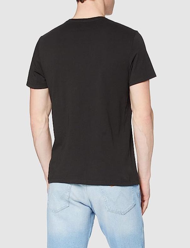 T-shirt da uomo Wrangler nero con scritte sul petto bianch