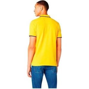 Polo  uomo estiva giallo canarino in cotone righino sul colletto 100% cotone