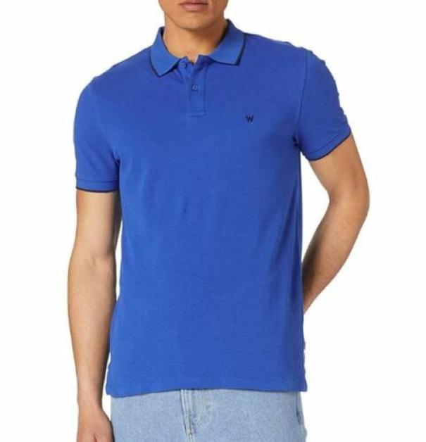 Polo da uomo Wrangler estiva in cotone azzurro