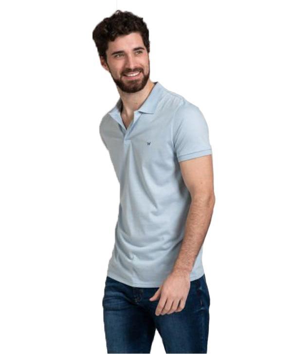 Polo Wrangler uomo estiva celeste in cotone