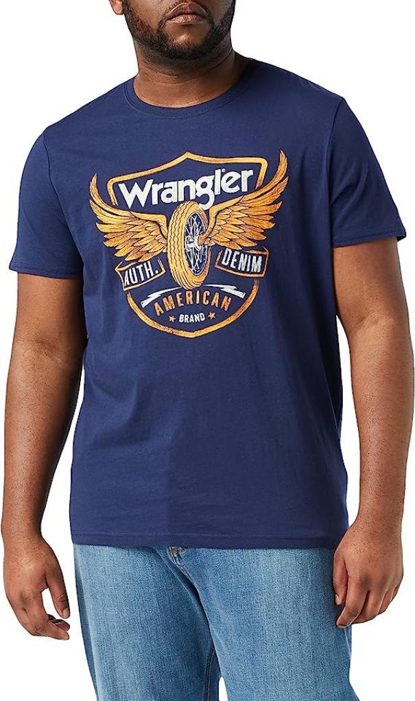 T-shirt Wrangler blu uomo cotone