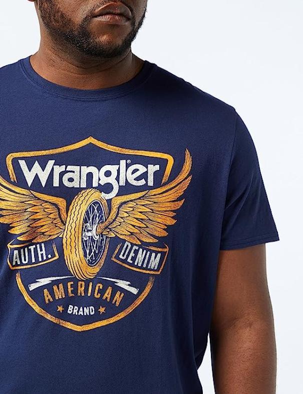 T-shirt Wrangler blu uomo cotone