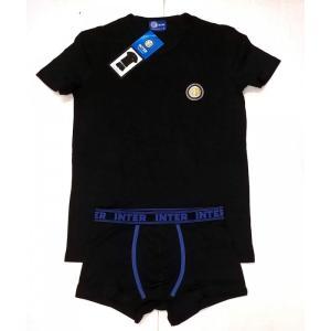 Completino intimo f.c. inter da uomo composto da t-shirt mezza manica con scollo a v