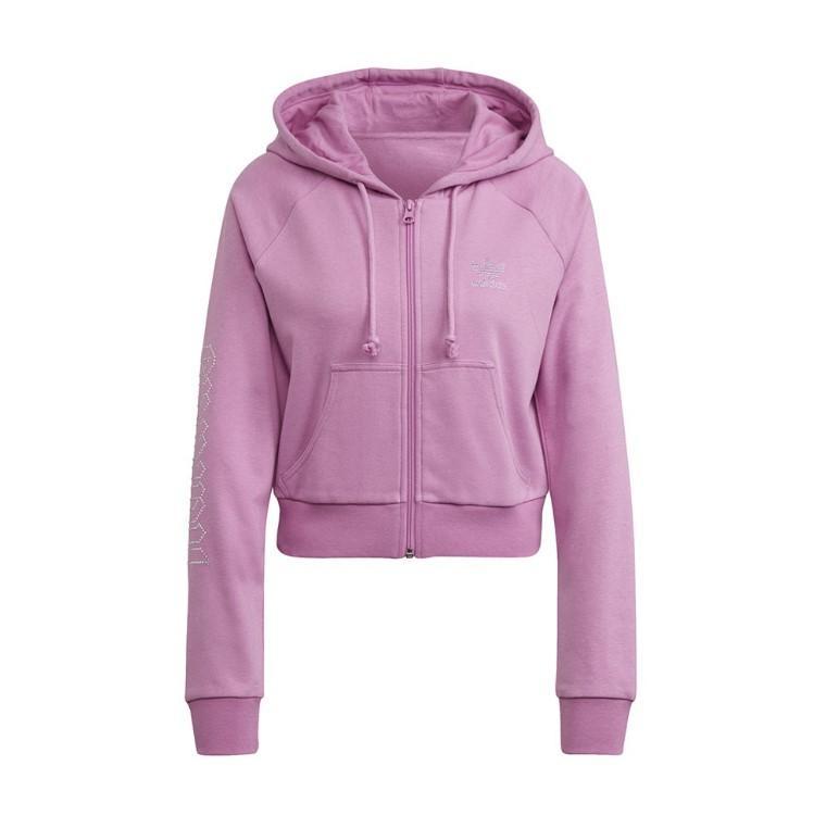 Felpa con cappuccio da donna modello crop Adidas