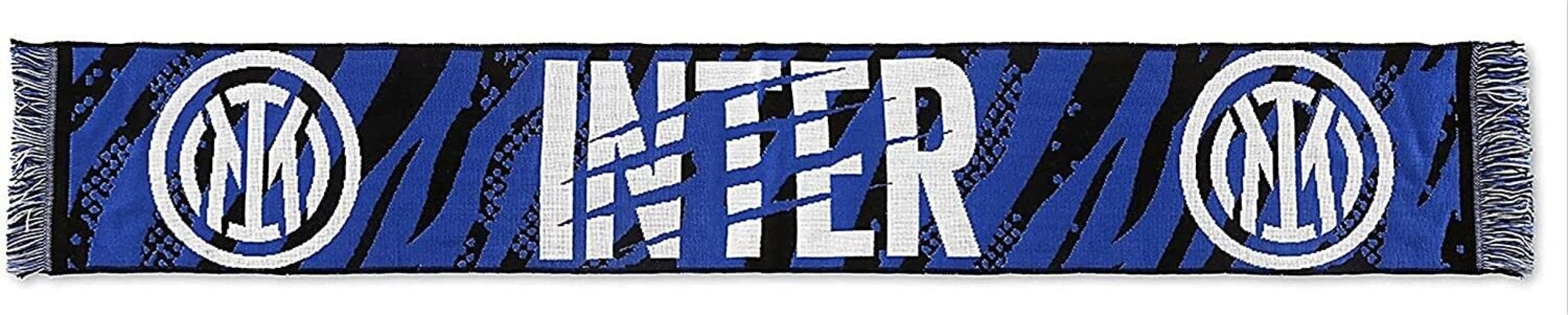 Sciarpa FC Inter jacquard nero azzurro con stemma 