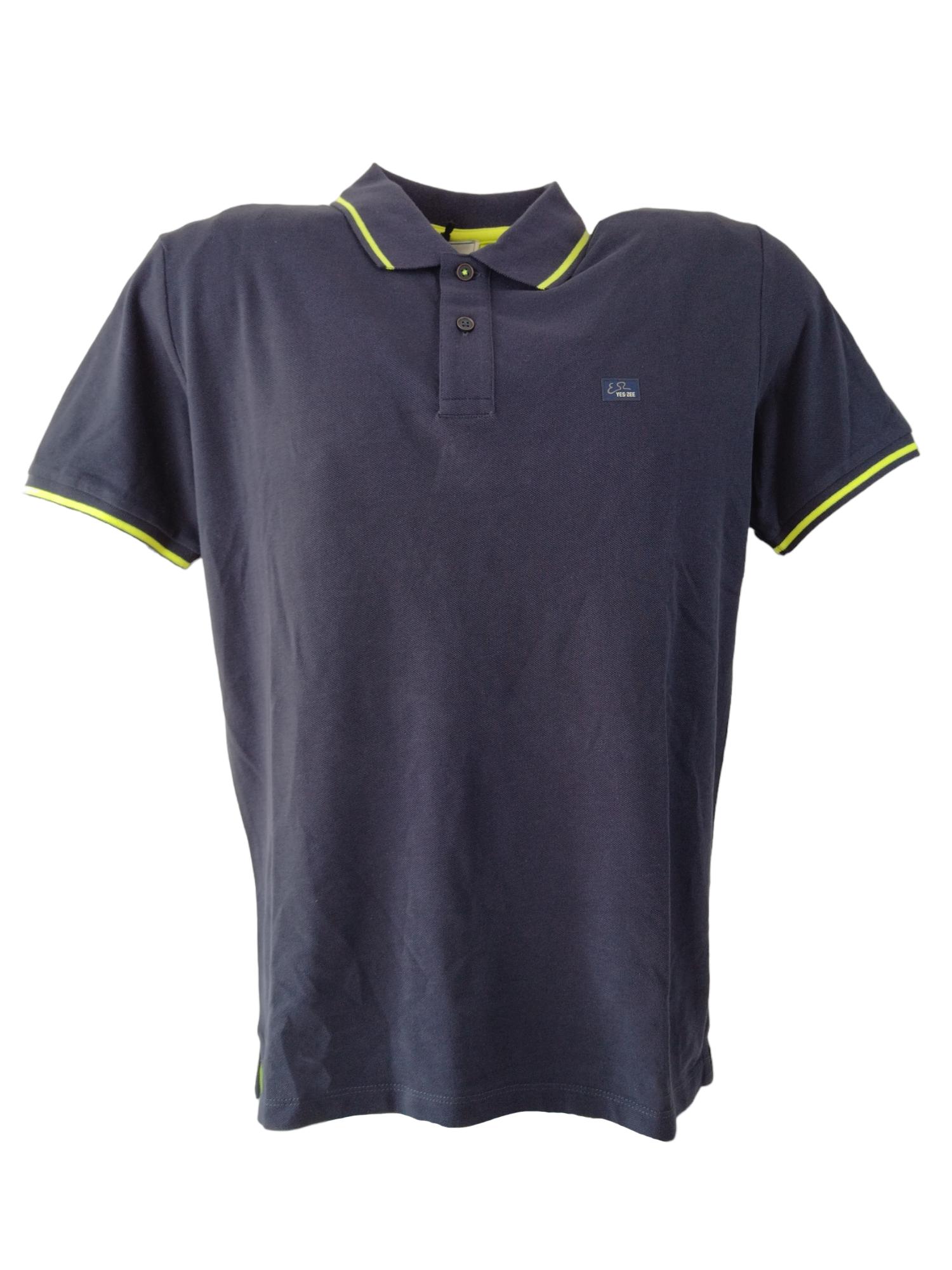 Polo Yes Zee blu uomo in cotone blu T739 S800