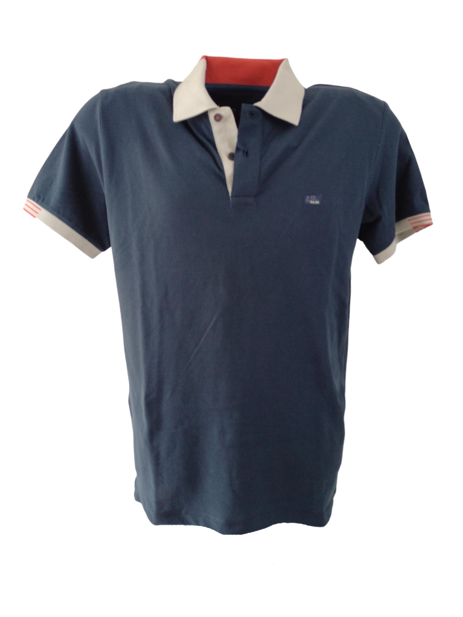 Polo Yes Zee blu cotone uomo T742 S800