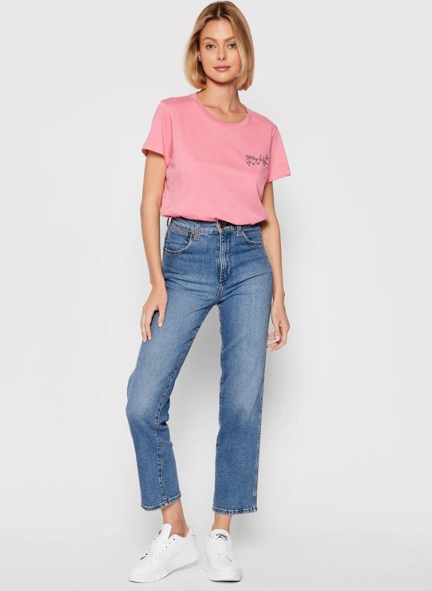 T-shirt da donna in cotone Tommy Hilfiger rosa