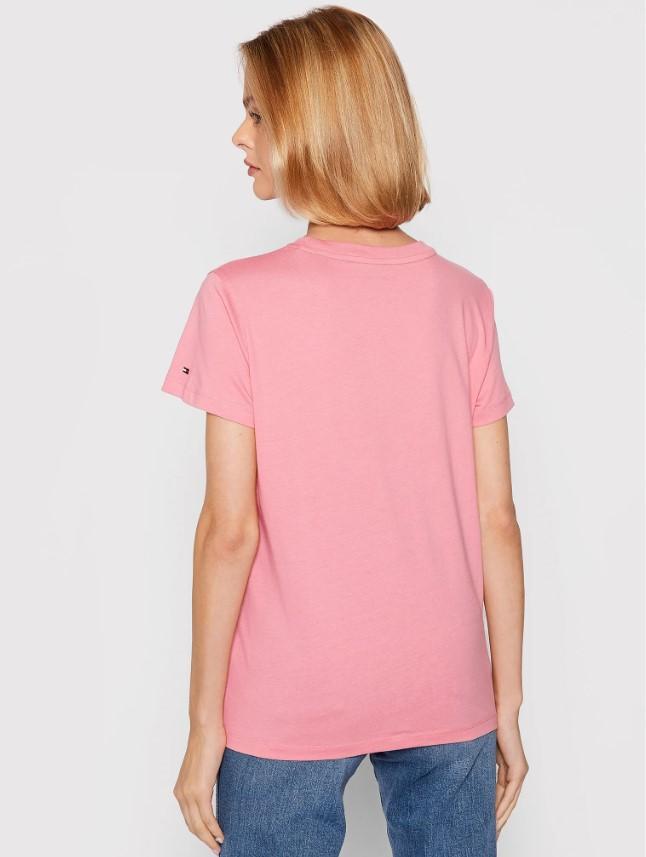 T-shirt da donna in cotone Tommy Hilfiger rosa