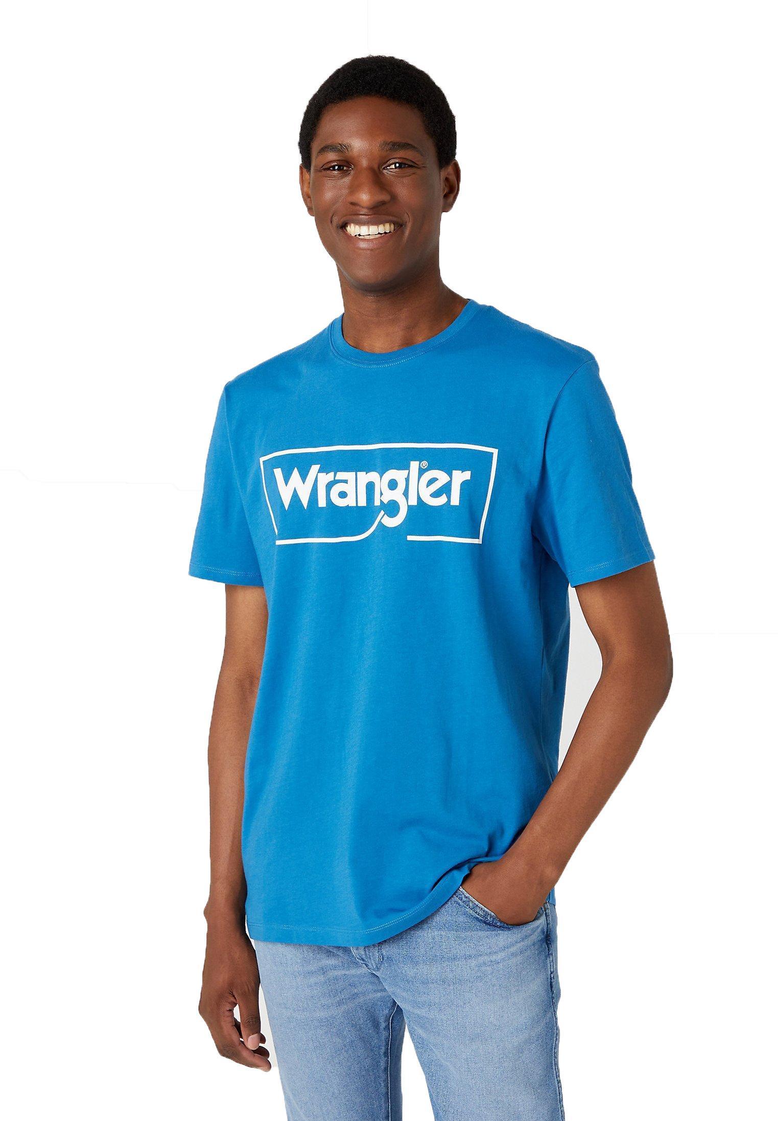 T-shirt Wrangler uomo celeste cotone