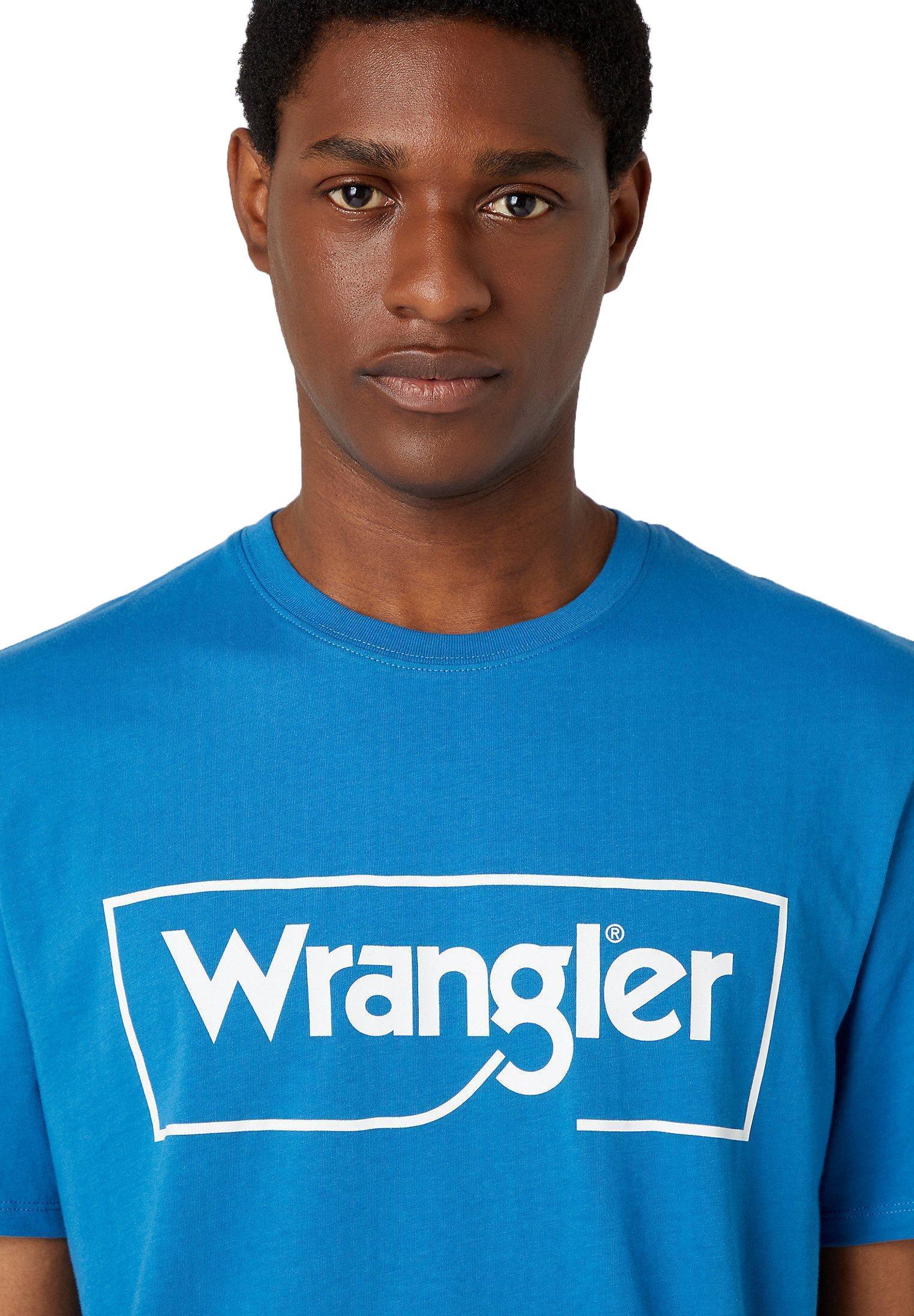 T-shirt Wrangler uomo celeste cotone