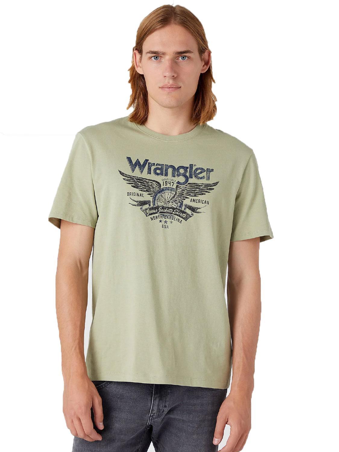 T-shirt Wrangler uomo verde militare cotone