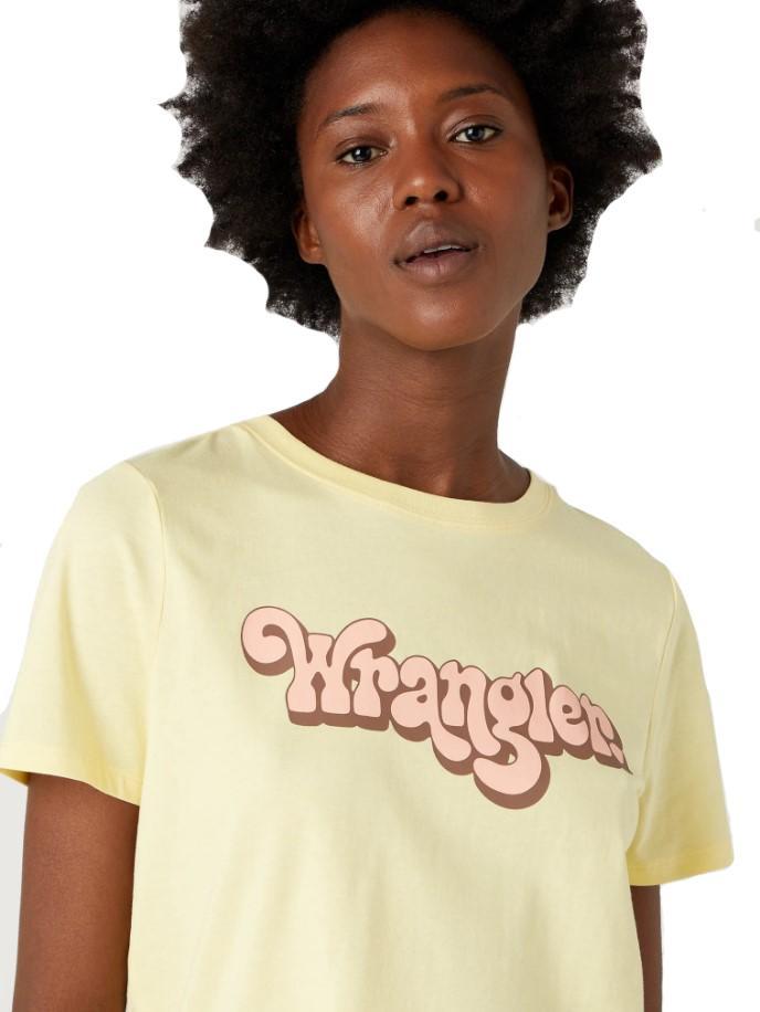 T-shirt da donna in cotone Wrangler giallo