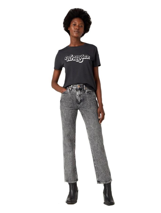 T-shirt da donna in cotone Wrangler nero