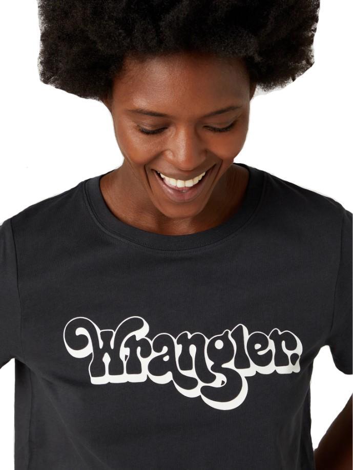 T-shirt da donna in cotone Wrangler nero