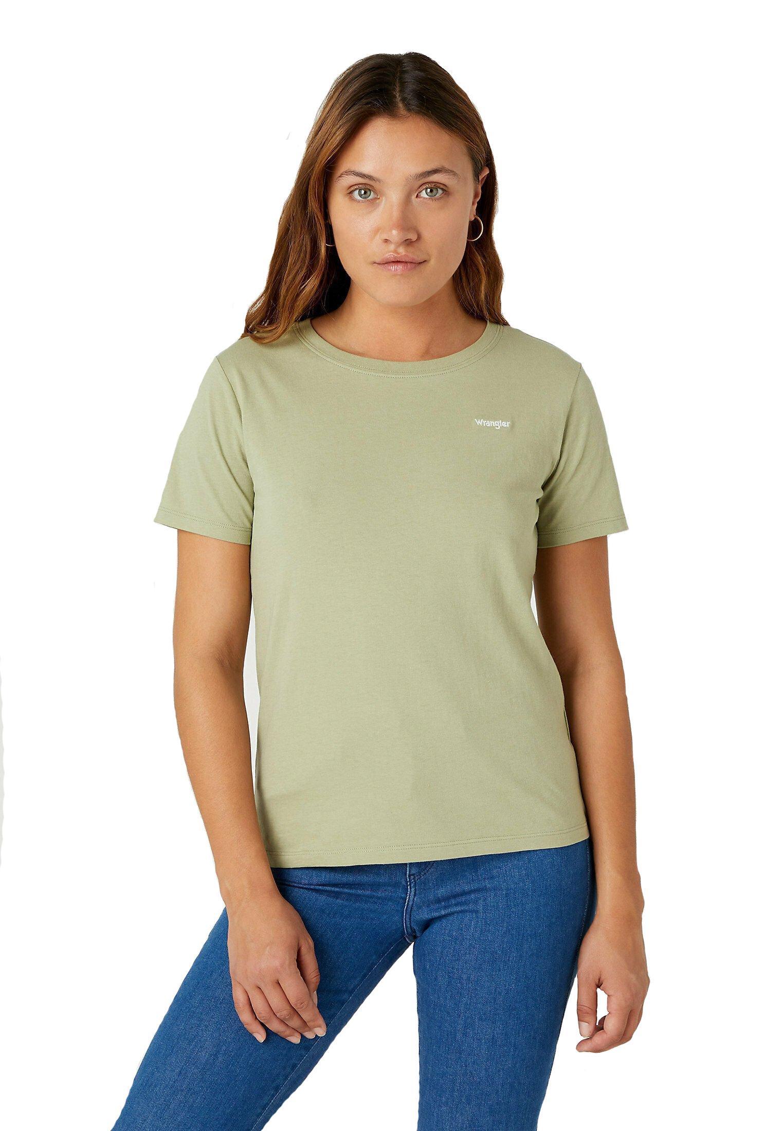 T-shirt da donna in cotone Wrangler verde militare