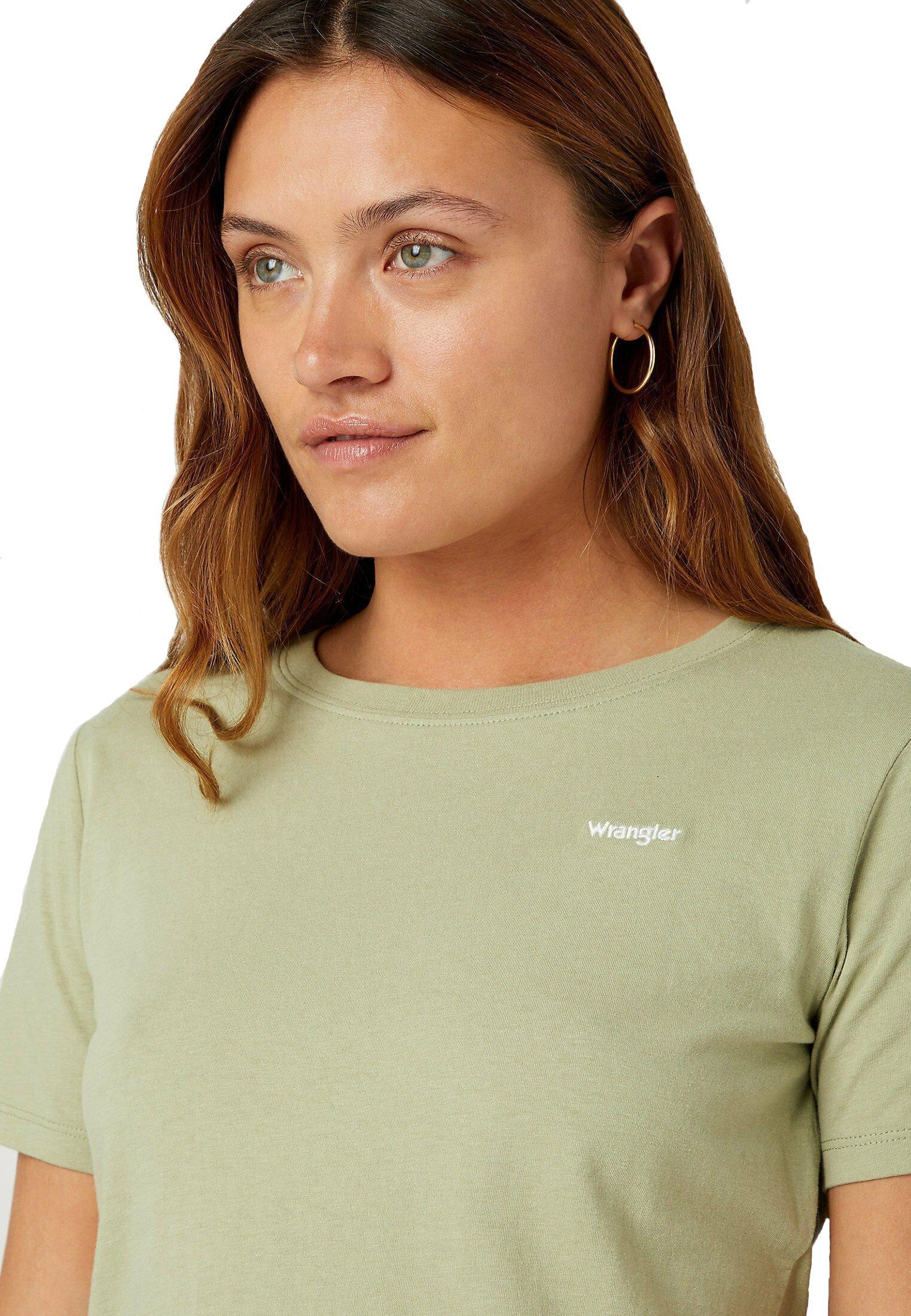 T-shirt da donna in cotone Wrangler verde militare