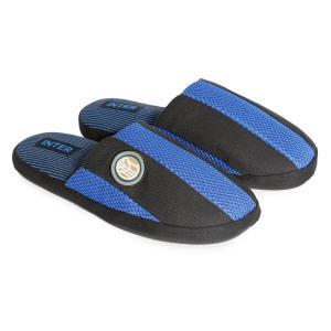 Pantofole inter uomo nero azzurro a righe con stemma