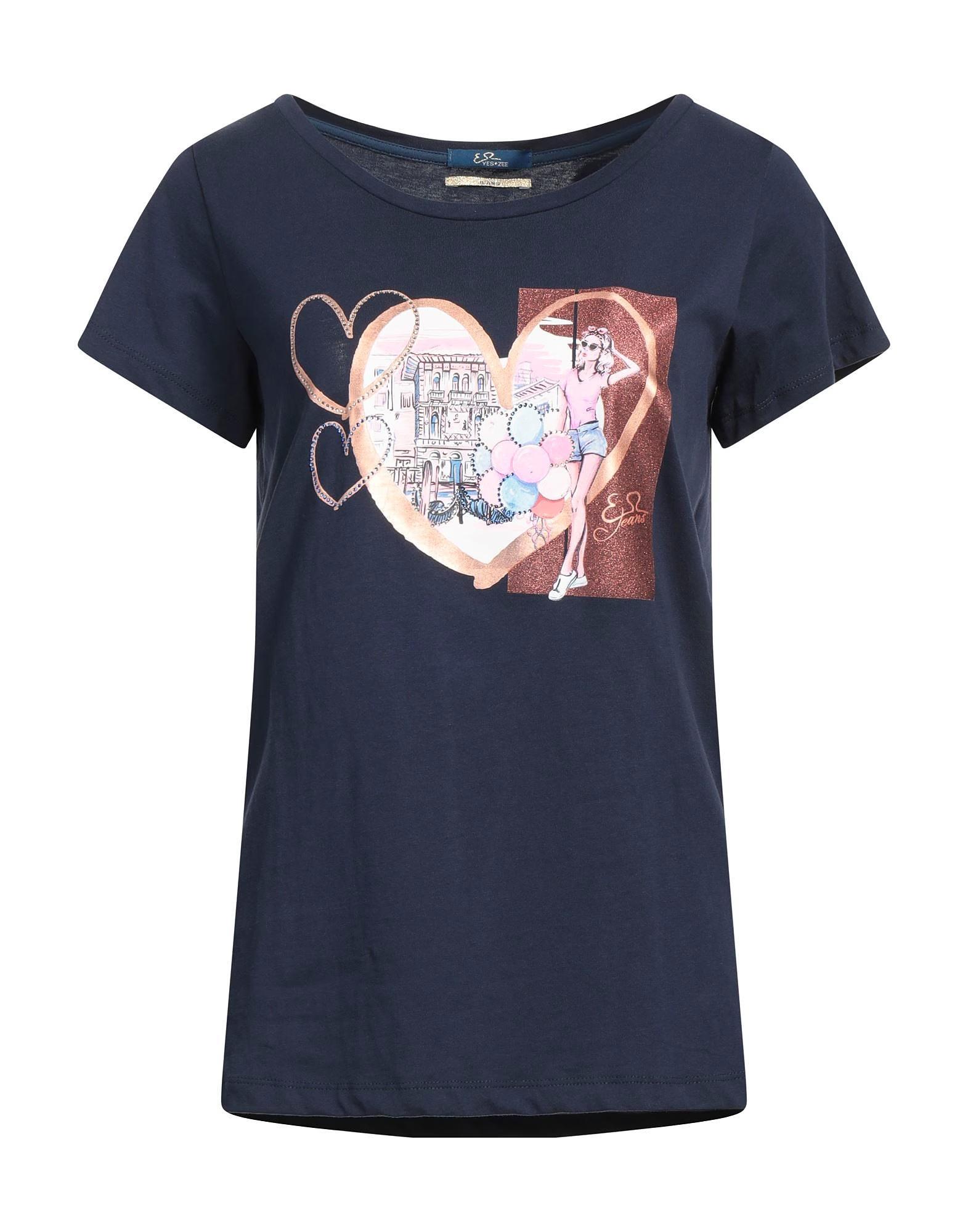 T-shirt Yes Zee da donna in cotone blu