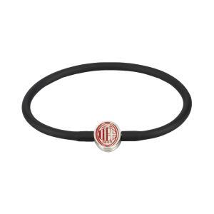 Bracciale ac milan tubolare in silicone con stemma in metallo