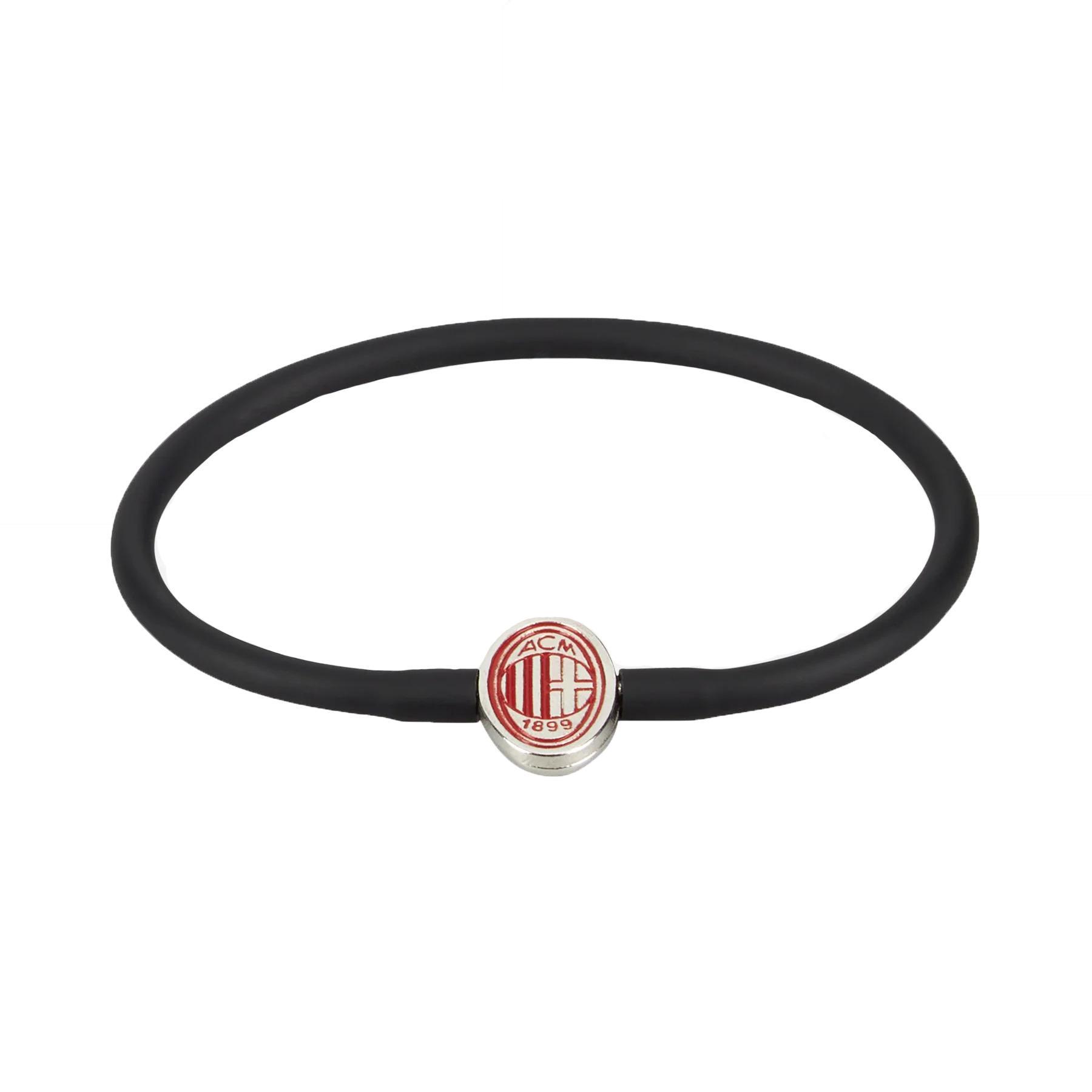 Bracciale AC Milan tubolare in silicone con stemma in metallo