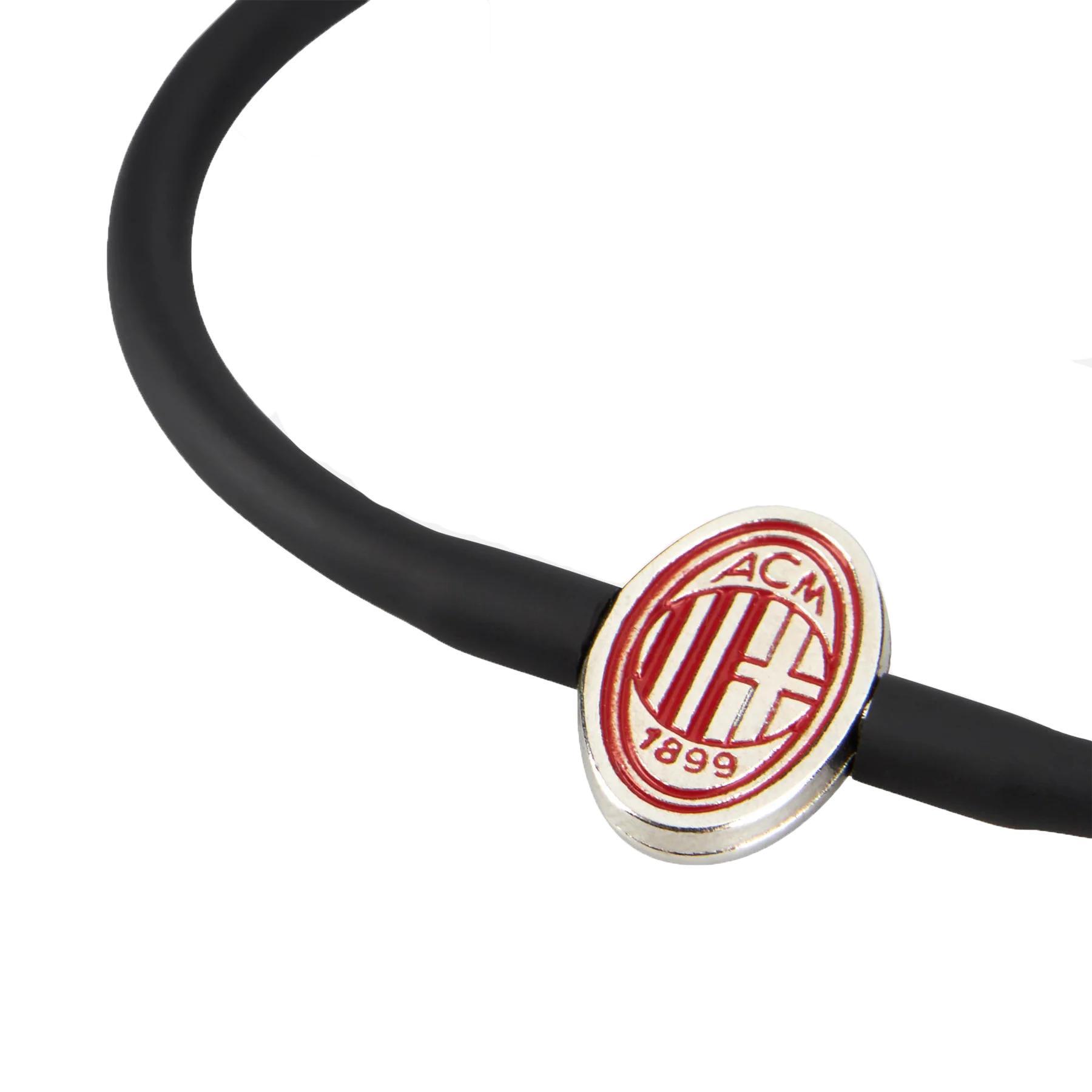 Bracciale AC Milan tubolare in silicone con stemma in metallo