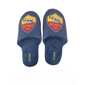 Pantofole compatibile con roma uomo blu con stemma