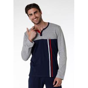 Pigiama uomo  serafino bicolore jersey grigio