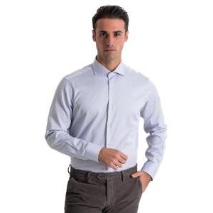 Camicia uomo   puro cotone manica lunga collo francese  grigio