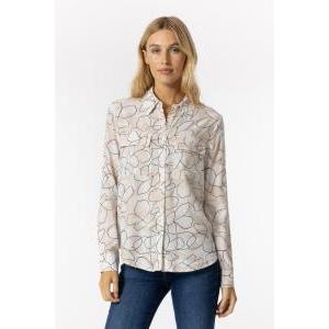 Camicia donna fiorata doppio taschino manica lunga rosa