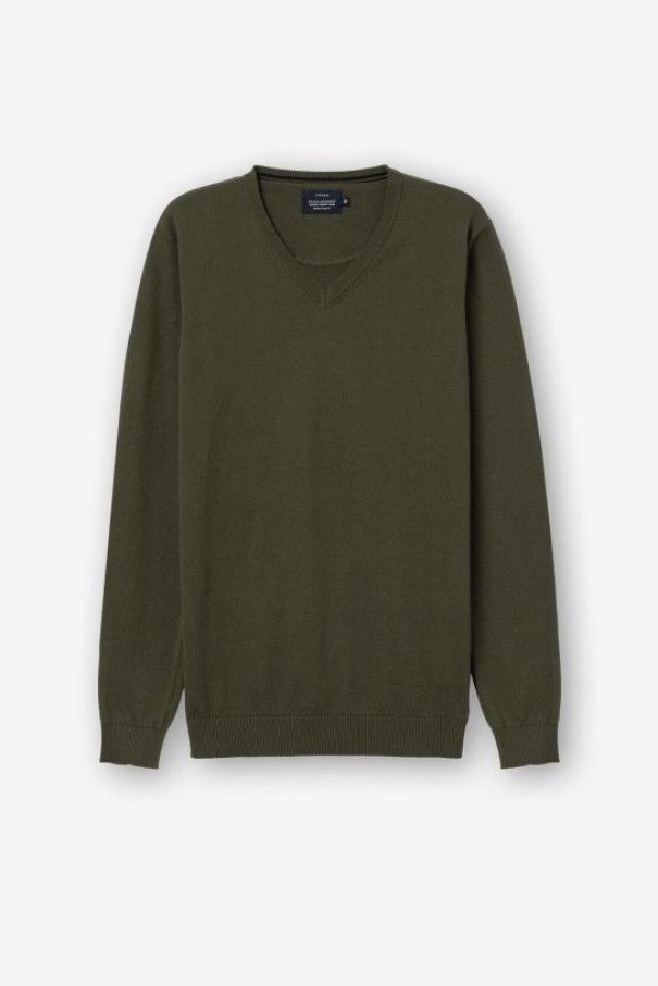 tiffosi tiffosi pullover uomo cotone 1 filo  verde militare