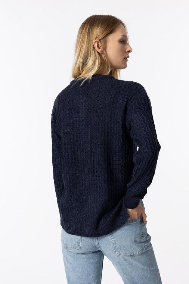 tiffosi tiffosi maglia donna tricot lana unito blu