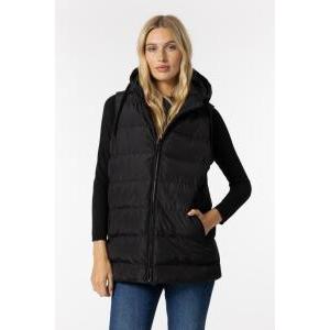 Gilet donna trapuntato lungo con cappuccio fuji_2 nero